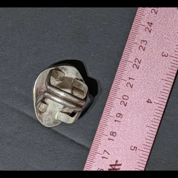 WOW Sz 10 Spiderweb 1970s NAVAJO Native American Turquoise Sterling Silver Ring - Picture 4 of 5